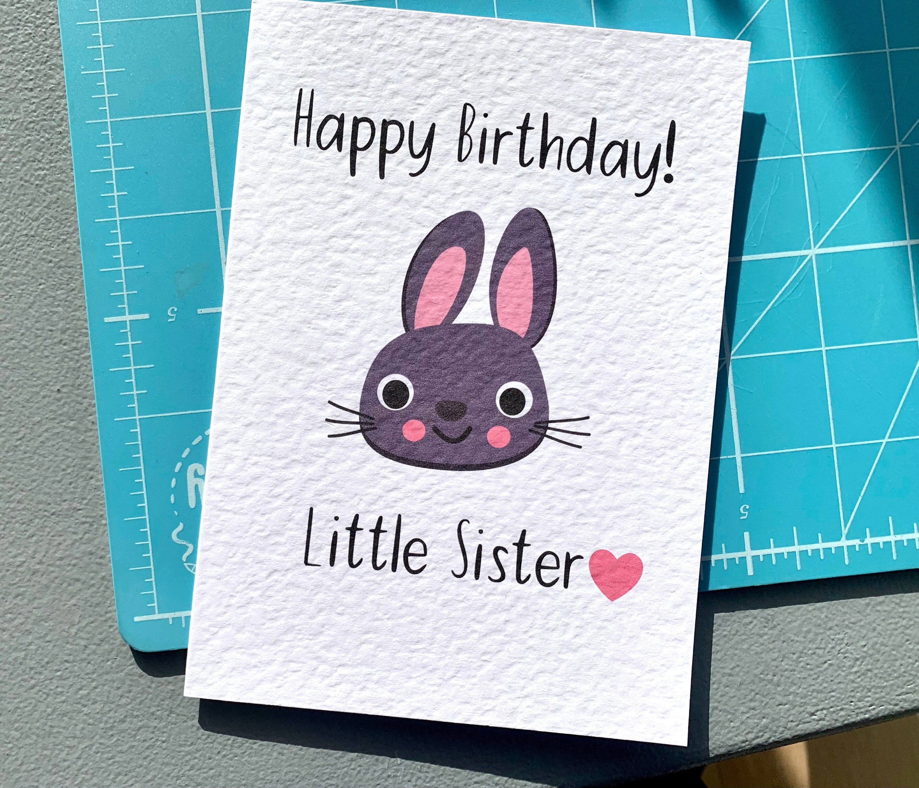 Happy Birthday Little Sister Cute Bunny Birthday Card for - Etsy