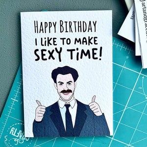 Borat Geburtstagsgrußkarte - Lustige Grußkarte - Sacha Noam Baron Cohen - Rude Card