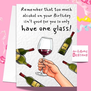 Carte d'anniversaire vin pour ami - carte de voeux drôle pour amateur de vin - carte meilleur ami
