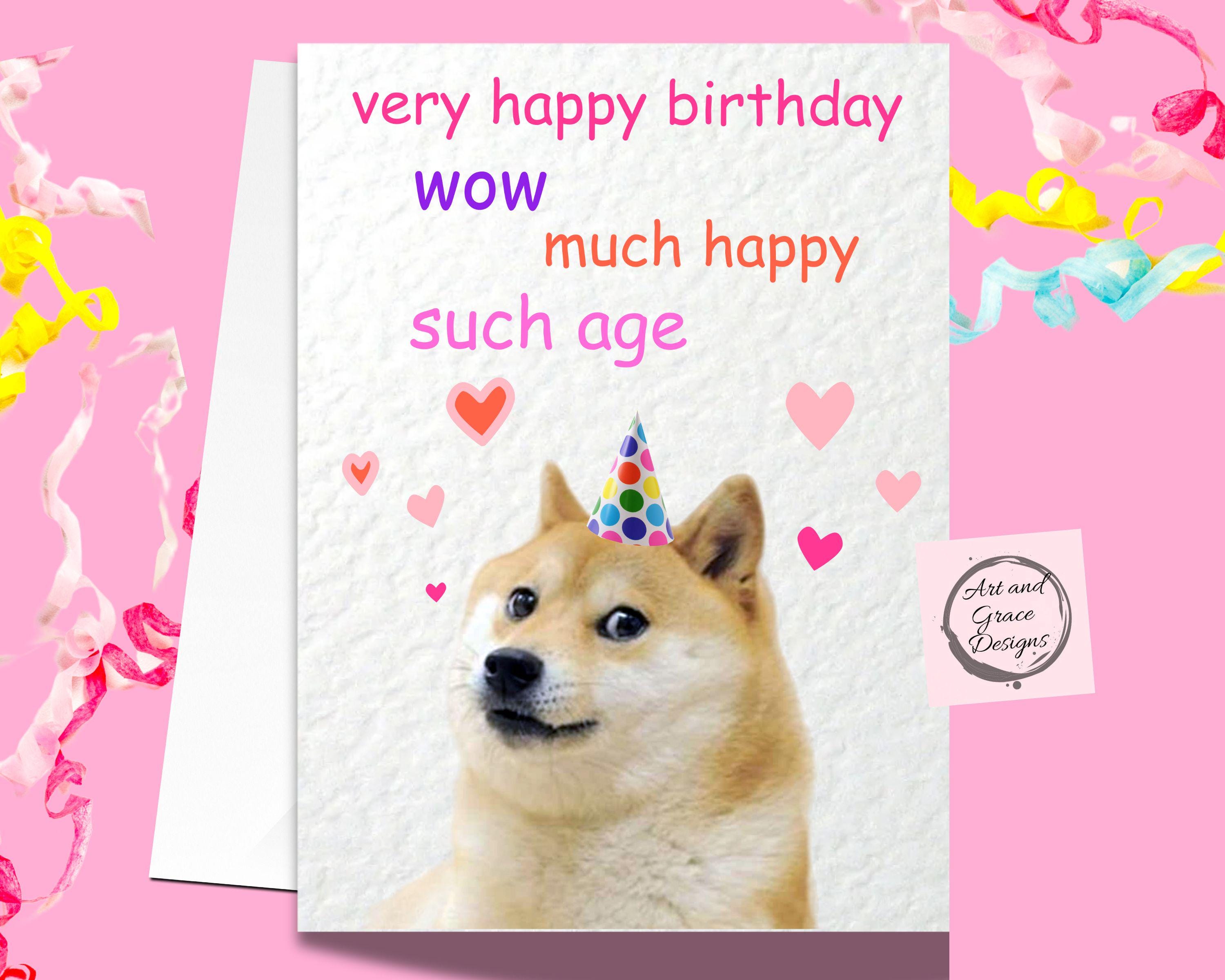 Funny Doge Meme Birthday Card Humorous Shiba Inu Design