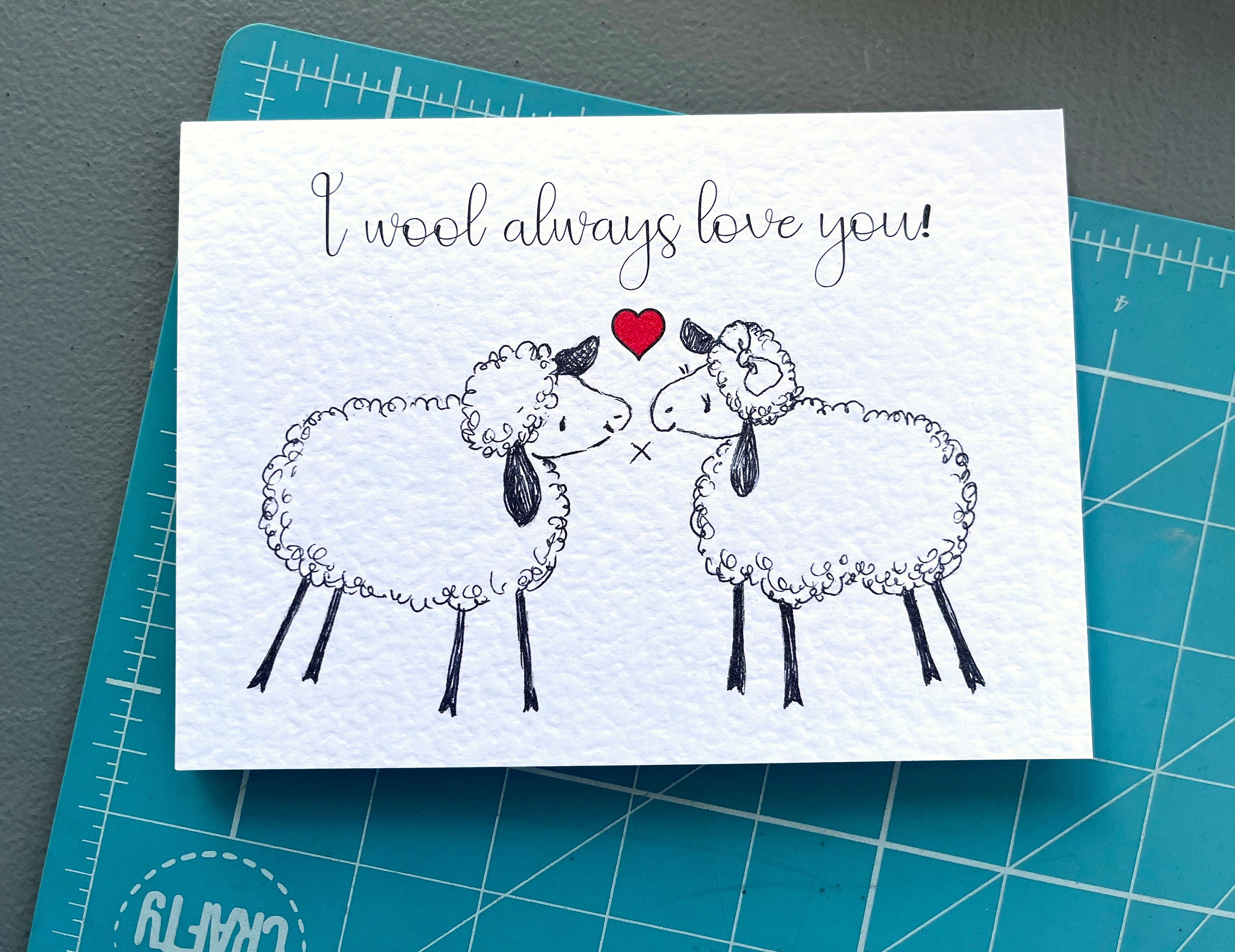 Schaf-Paar Liebes-Gruß-Karte - alles Gute zum Jahrestag für Ewe - entzückendes niedliches Wollschaf-Paar - Illustration-Jubiläum