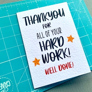 Carte de remerciement de luxe - Merci pour tout votre travail acharné - Carte de gratitude - Travailleurs clés