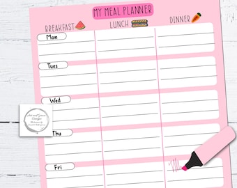 Printable PDF Reward Chart - Personalised Instant Download- Meal Plan Organiser Chart - Fitness Planner