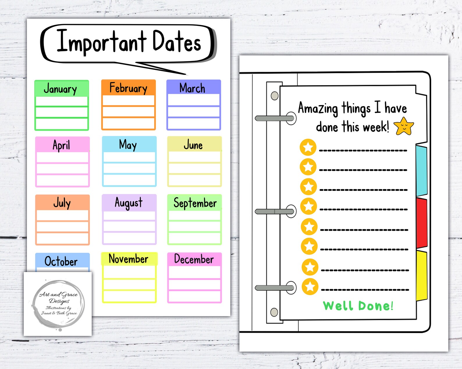 Printable PDF Reward Chart School and Home Planner Instant Download Kid ...