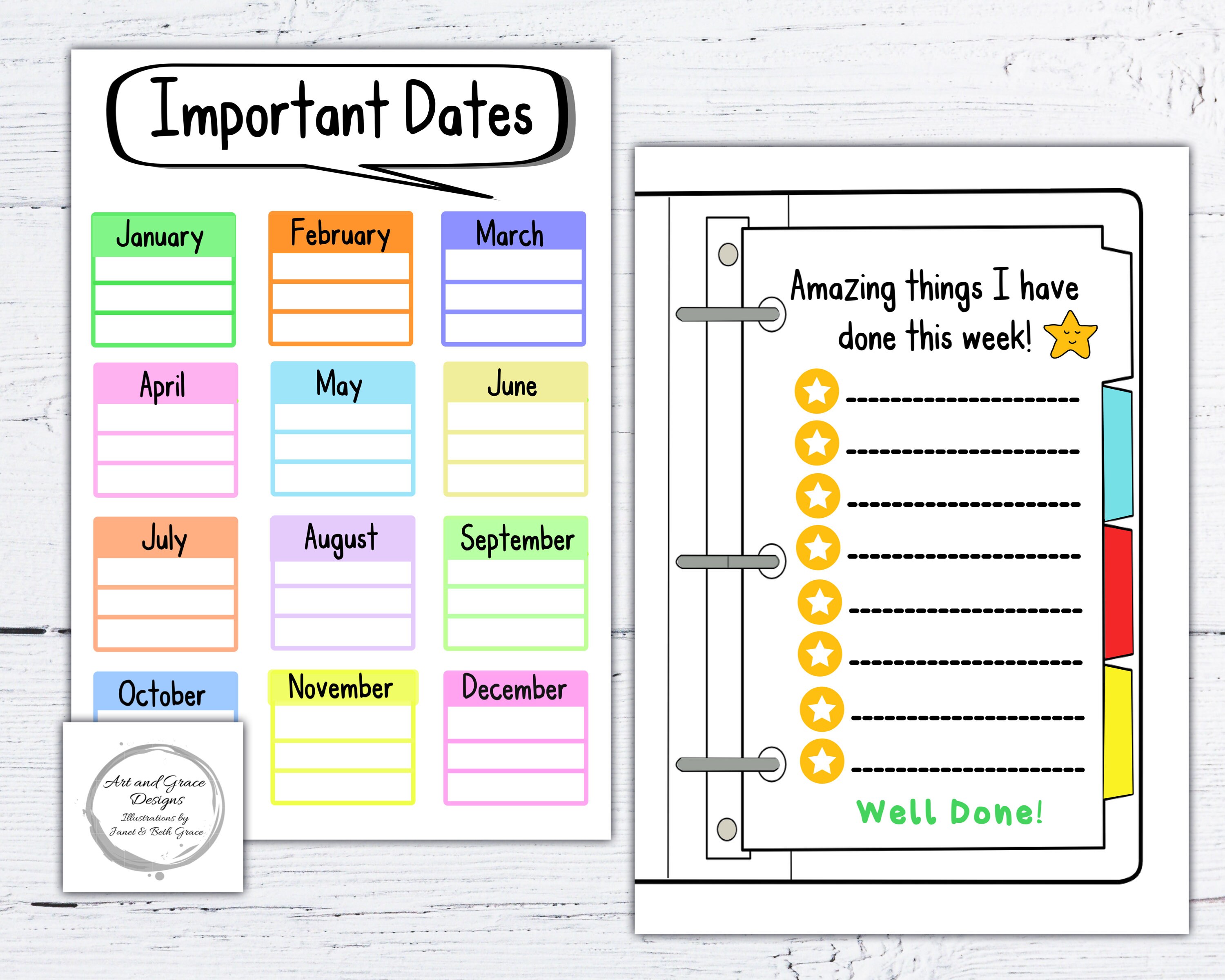 Printable PDF Reward Chart School and Home Planner Instant - Etsy