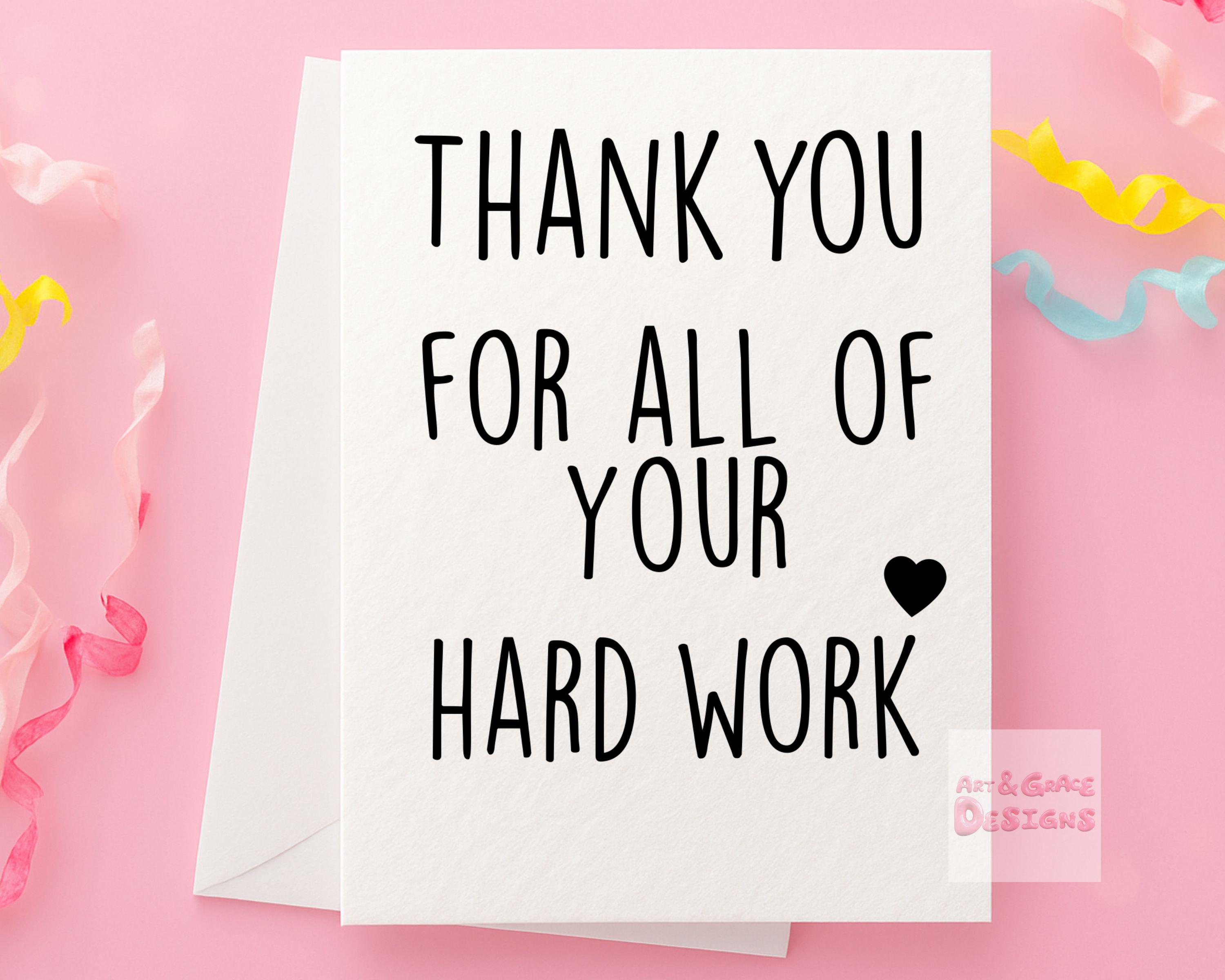 Luxury Thank You Card - Thank You for All of Your Hard Work