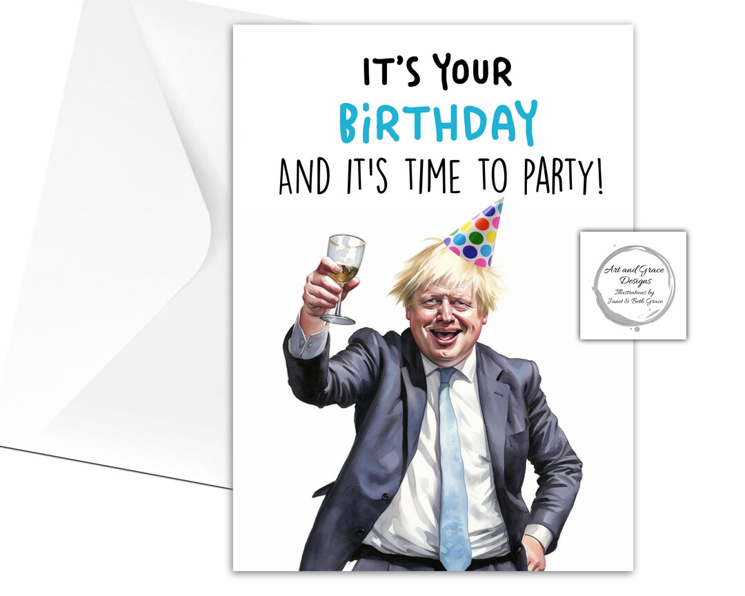 Boris Johnson Birthday Greeting Card Funny Boris Johnson Etsy