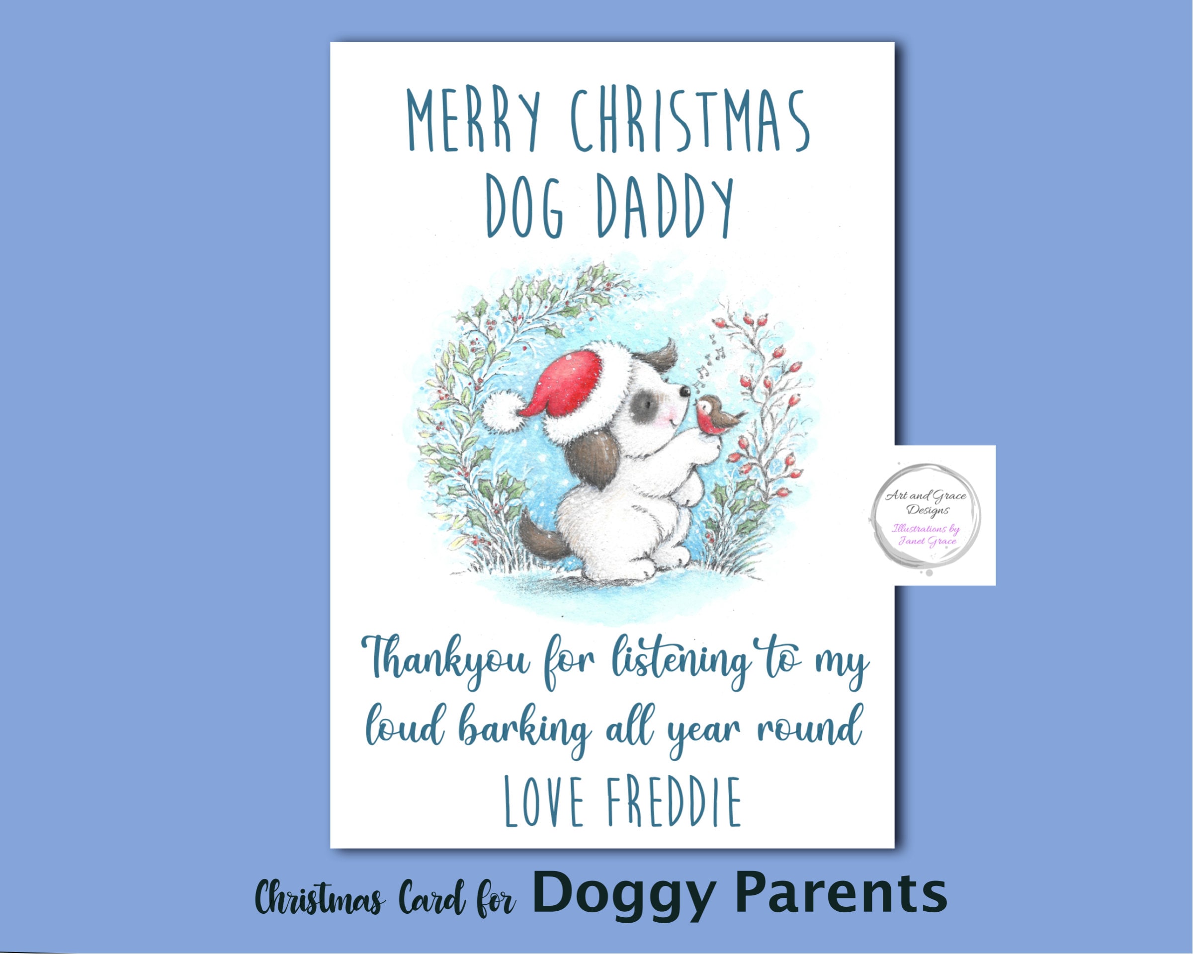 Personalised Christmas Card From the Dog Dog Dad Christmas Etsy UK