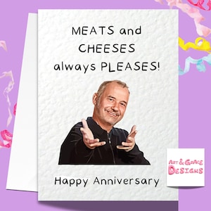 Carte de voeux d'anniversaire de Bob Mortimer - Carte charcuterie et fromages - comédien drôle