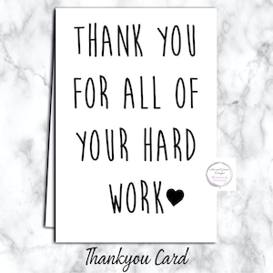 Tarjeta de agradecimiento de lujo: gracias por todo su arduo trabajo: tarjeta de gratitud: trabajadores clave