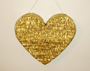 Gold Heart Pinata. wedding pinata. anniversary pinata. Valentine's Day pinata. large pinata.