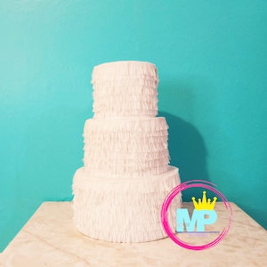 White wedding cake pinata. With No Flowers. Birthday cake pinata.