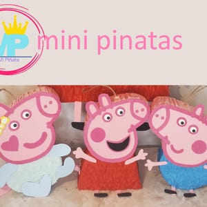 Peppa Pig mini piñatas.  Peppa Pig Party Centerpiece.  Peppa Pig Party Favors.