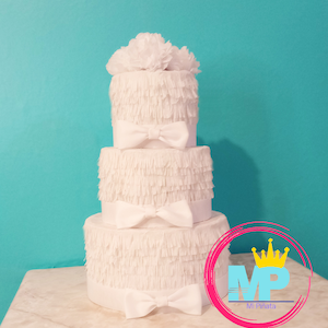 White wedding cake pinata.  With Ribbon Bows. Birthday cake pinata.