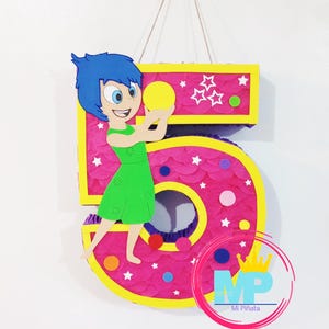 Inside Out 2 Pinata: Handmade Number Five Birthday Party Decoration (24" x 18")