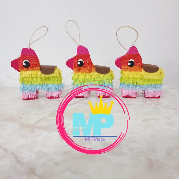 Mexican mini pinata ornaments. 3 donkey mini pinatas.  burrito pinata ornament. Mexican Christmas ornament