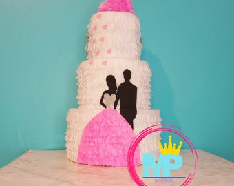 Silhouette Couple Wedding Cake pinata. Wedding cake pinata.