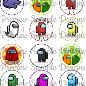 15 Print Your Own Among Us Cupcake Toppers - (available in Both US ...