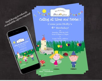 Customisable Ben and Holly's Little Kingdom Birthday Invite