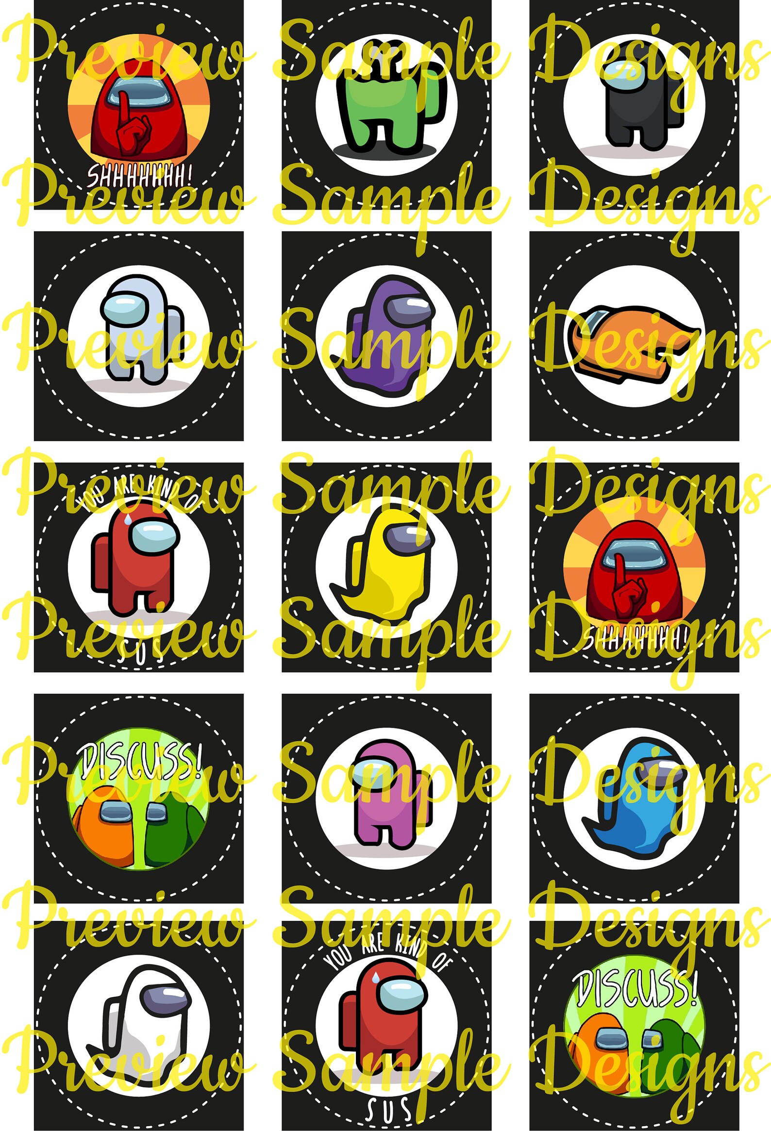 15 Print Your Own Among Us Cupcake Toppers - Black Background ...