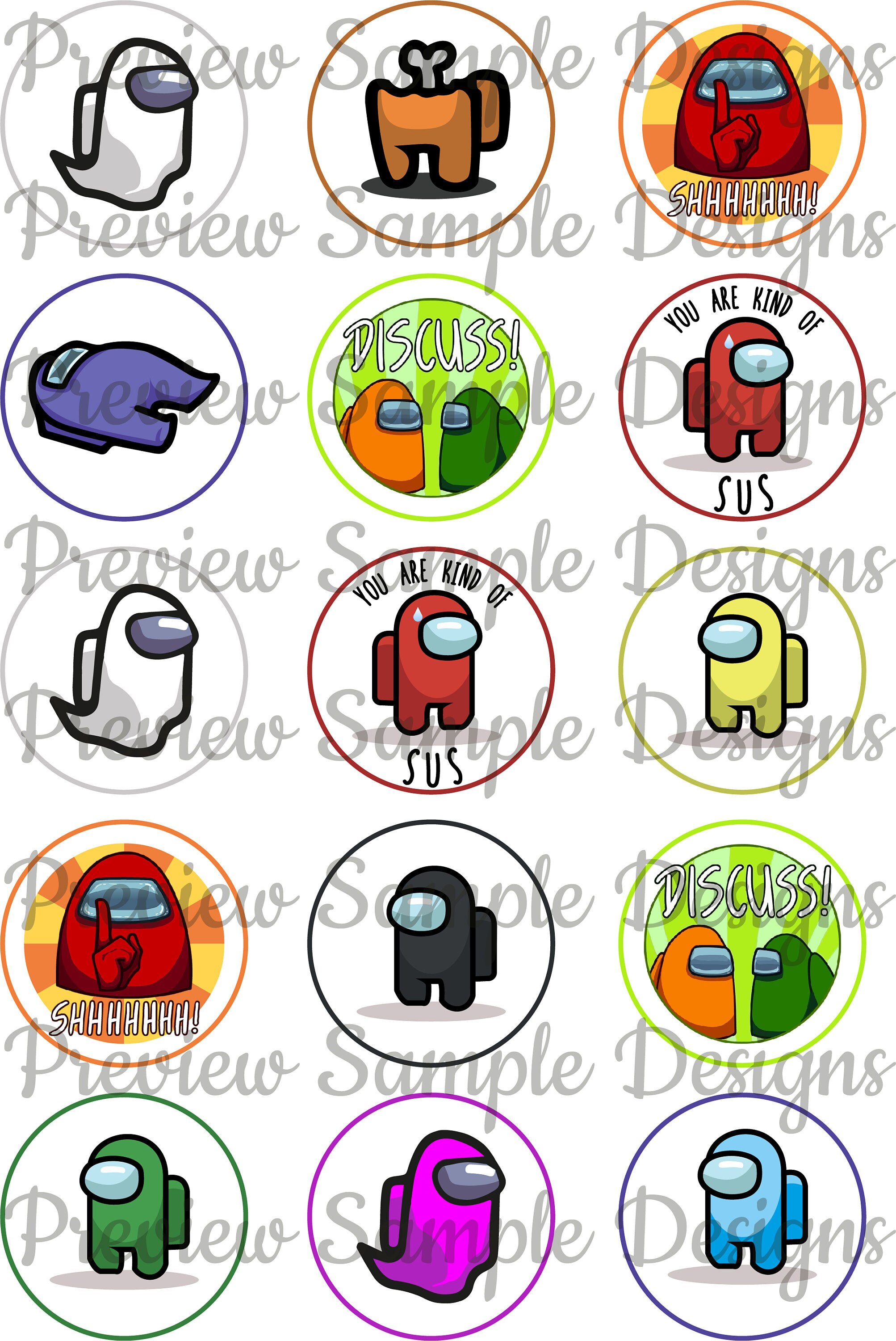 15 Print Your Own Among Us Cupcake Toppers available in Etsy