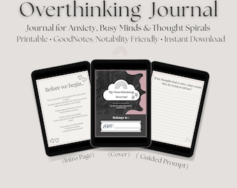 Overthinking-dagboek • Begeleide aanwijzingen voor angst en duidelijkheid • GoodNotes + afdrukbaar • Direct downloaden