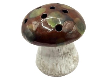 Vintage Ceramic Glazed Mushroom Flower Frog. Desk Accessory Pencil/Pen/Paintbrush Holder. Perfect Boho, Woodland, Retro, CottageCore accent