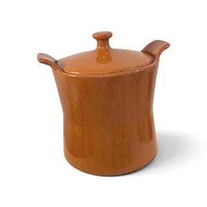 Vintage Italian Terracotta Casserole Pot w/ Lid, Italian Burnt Orange Glazed Clay Pot. Lm Rustic Tuscan Kitchen Decor