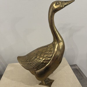 Vintage Solid brass Goose Duck Figurine. 10” Tall