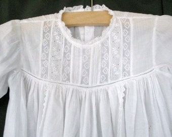 Antique Christening gown with Ayreshire hand embroidery decoration