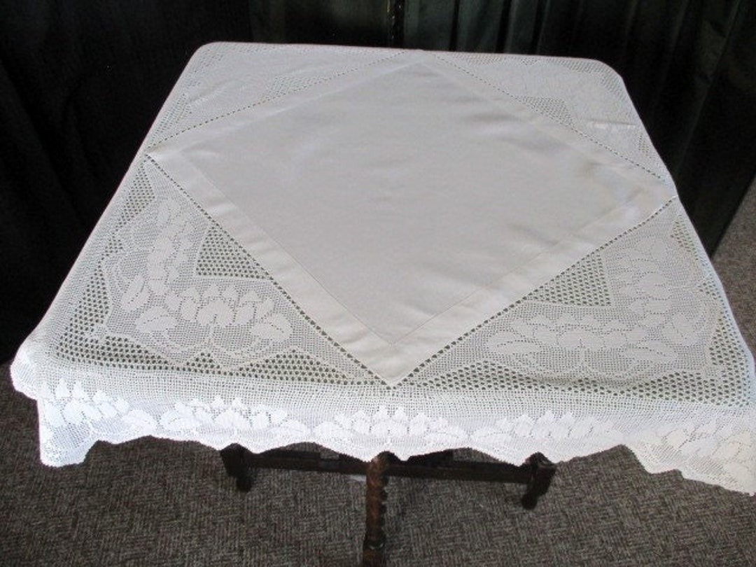 Antique Tablecloth Cloth Decorated With a Hand Crochet Edge & Etsy