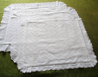 Vintage baby pillowcases with Embroidery and Borderie anglais decoration - Col. 3 - White cotton