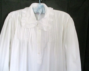 Victorian Style Nightdress - Pintucks and Embroidery - White cotton - Nightingales