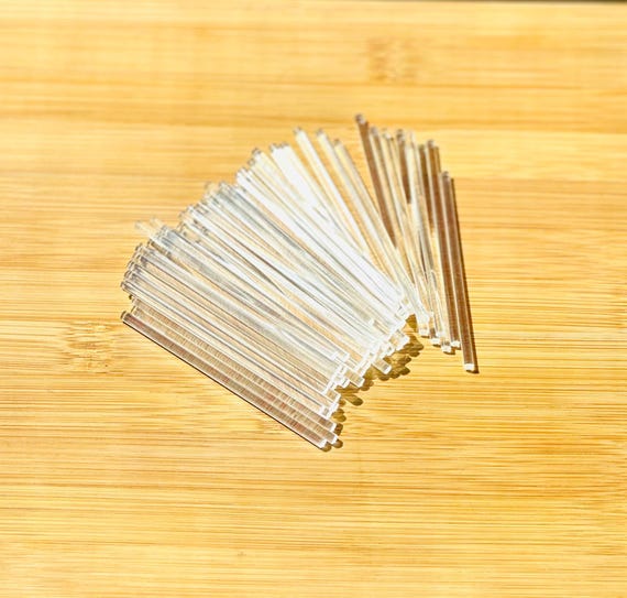 100 Clear Round 2.75" - 70mmx 3mm Acrylic Cupcake Topper Sticks Rods