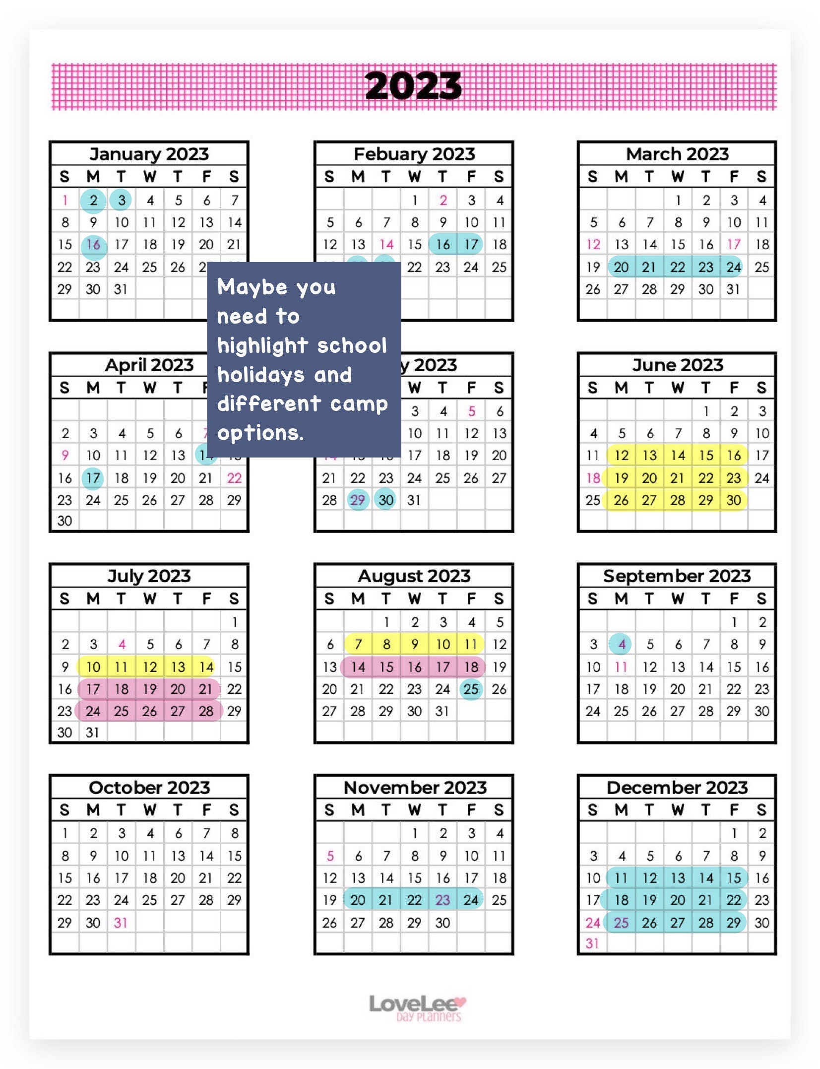 2023 Annual Calendar - Etsy