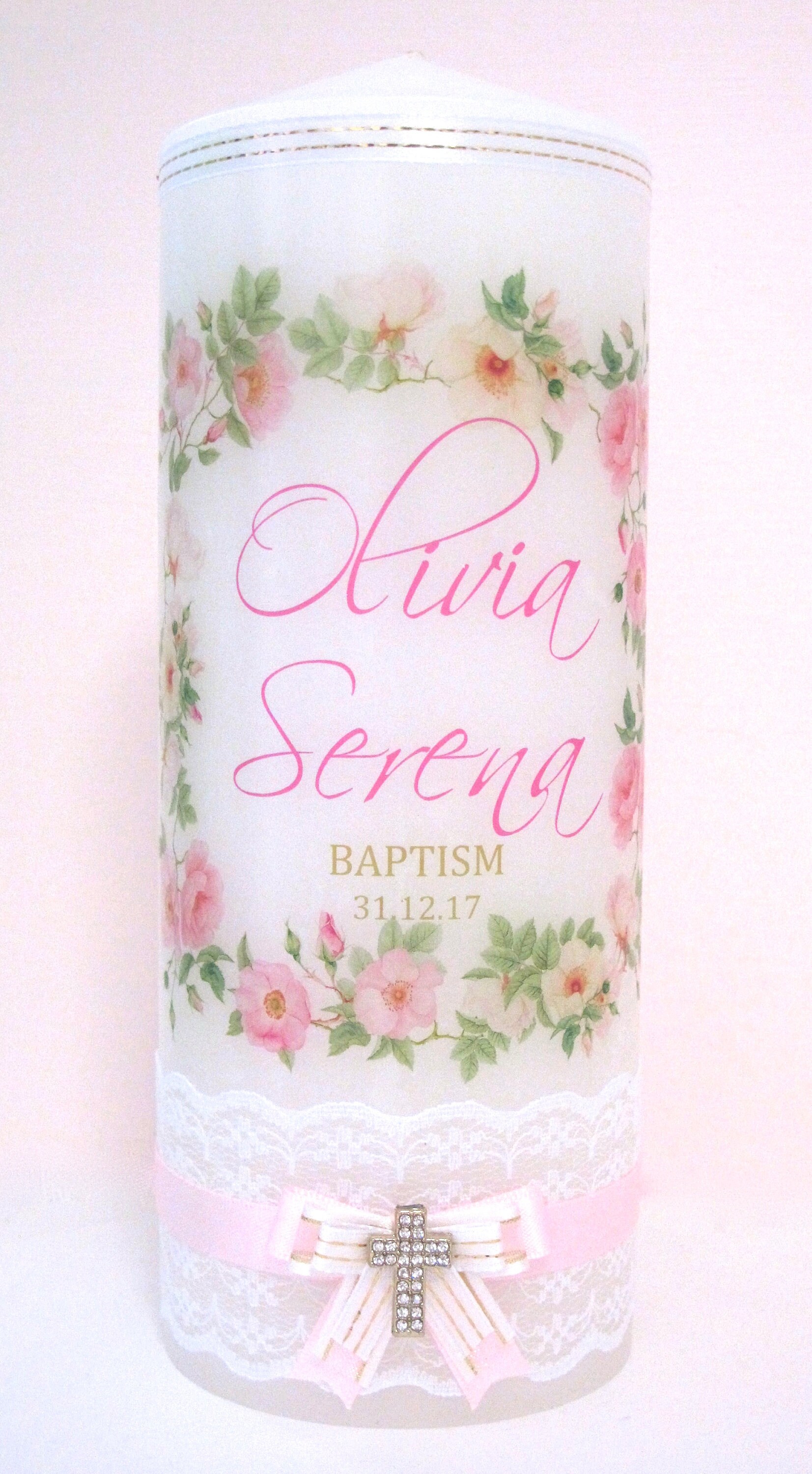 personalised Baptism and Christening Candle