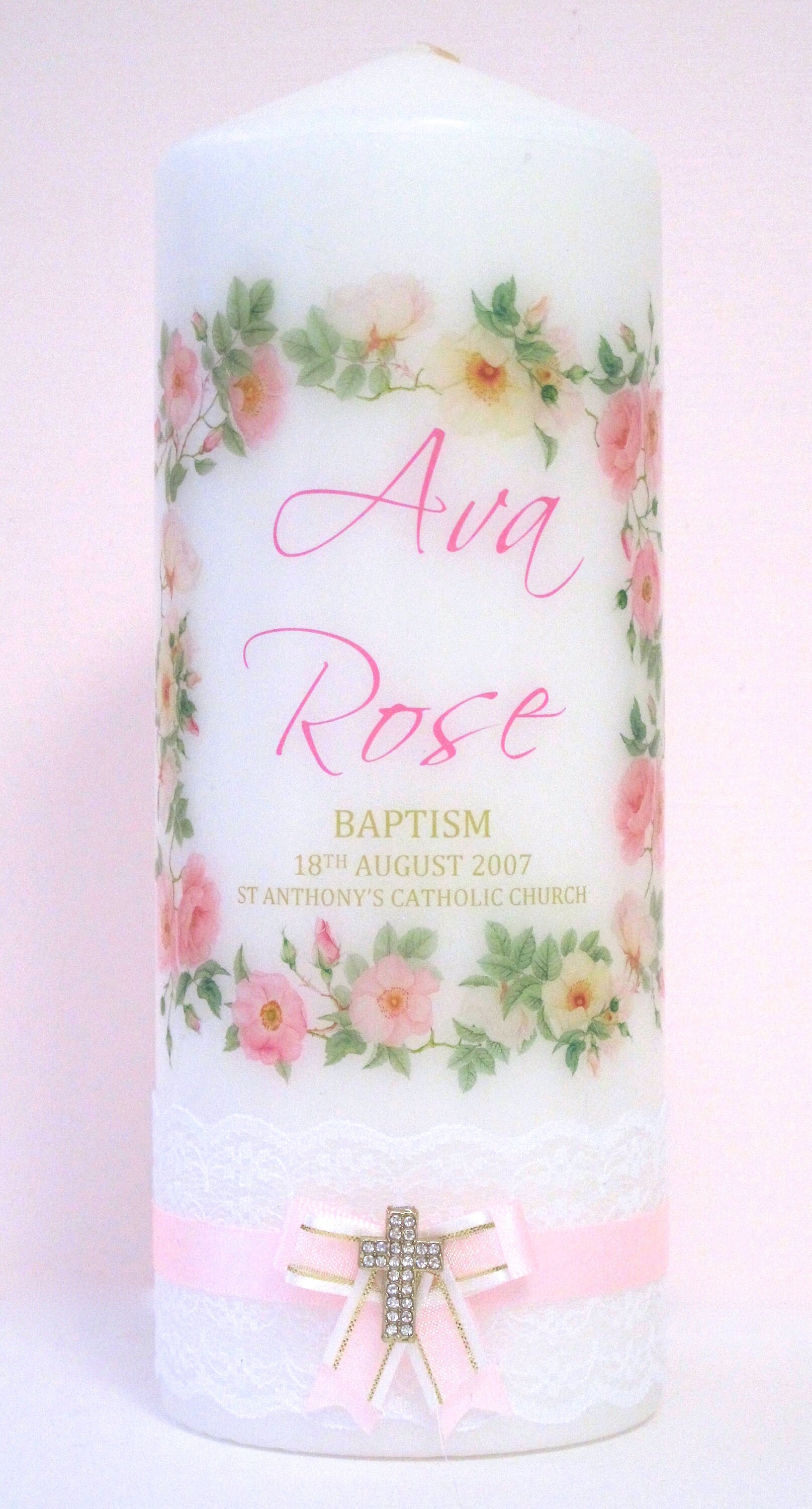 personalised Baptism and Christening Candle