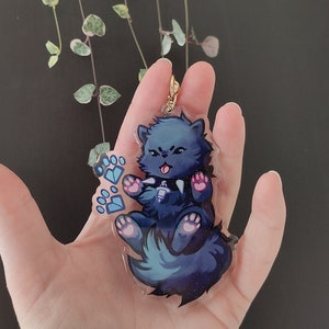 Ren the Japanese Spitz Dog, 3.5 inch glitter acrylic charm, DMMD