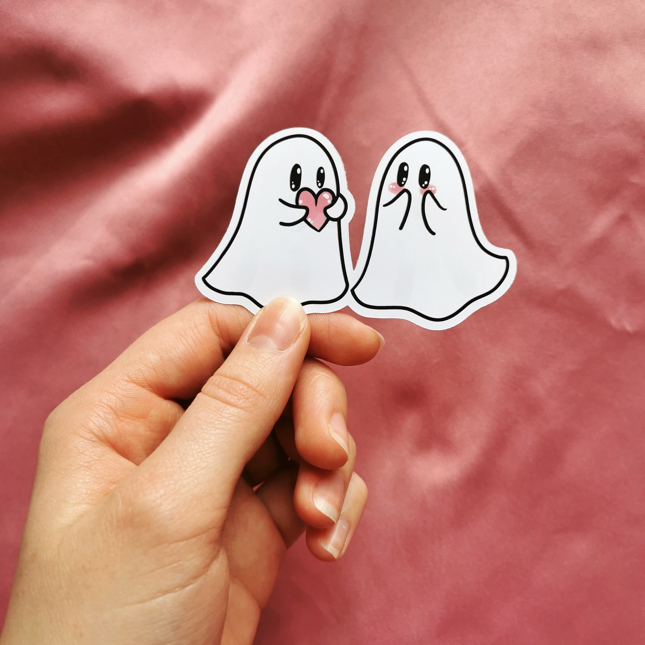 Cute Ghosts in Love Sticker / Kawaii Cartoon Ghost Couple / Etsy