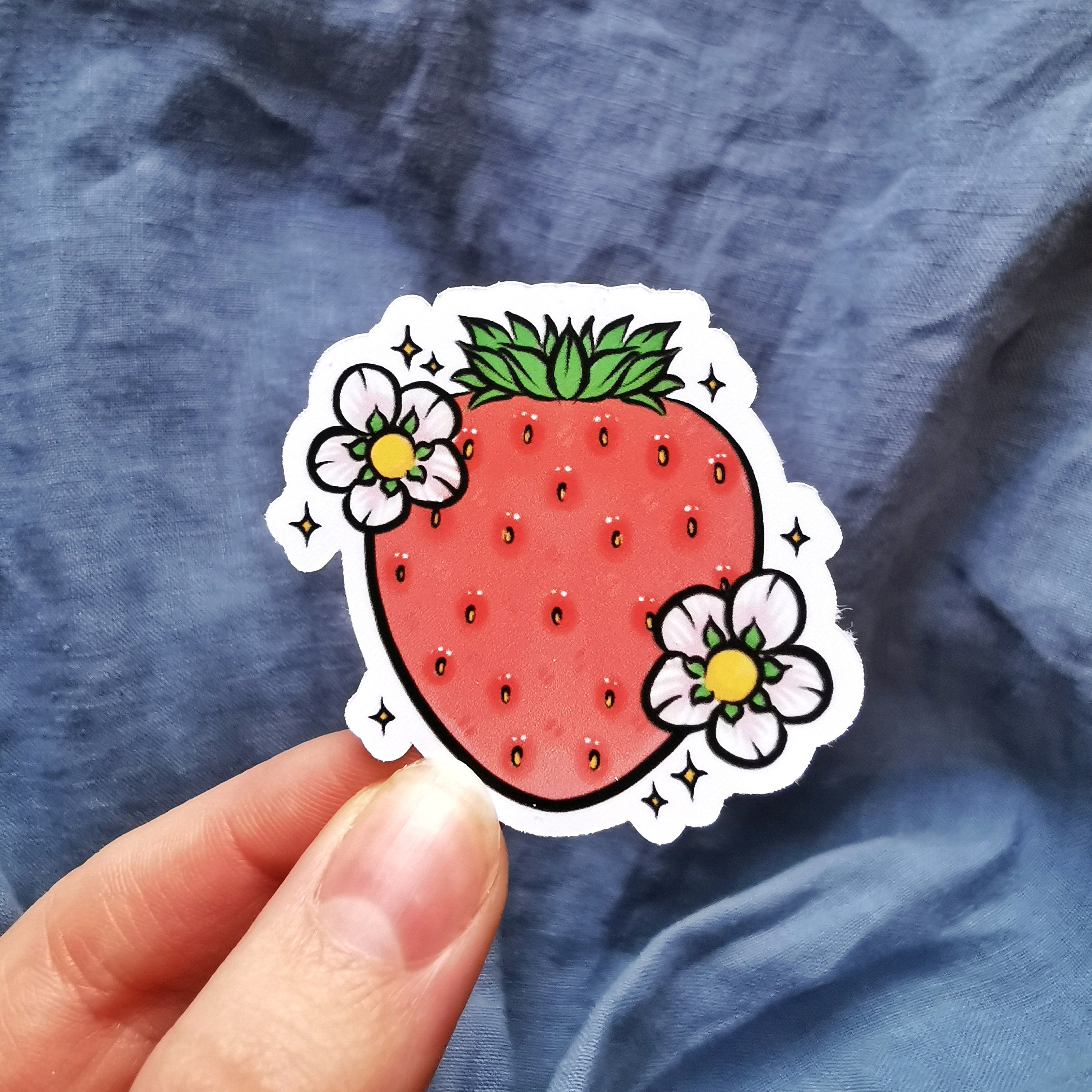 Cute Strawberry Sticker / Cottagecore Aesthetic / Digital Art Etsy