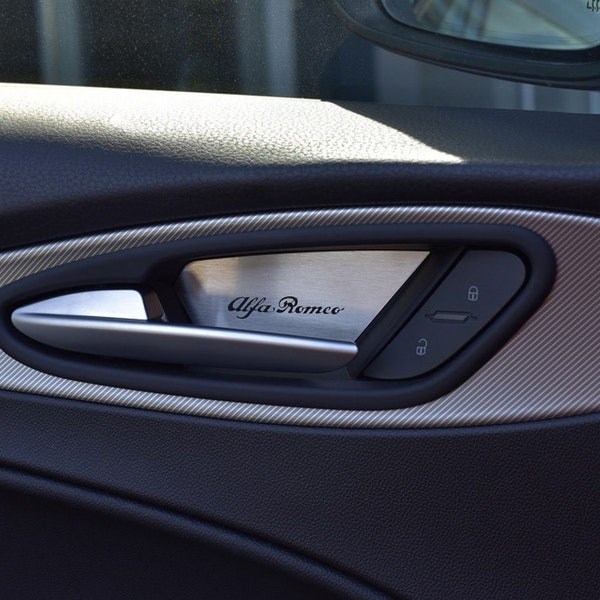 Alfa Romeo STELVIO GIULIA Door Handle Inserts Cover | 4pcs Stainless Steel Frame Plate Interior Dashboard Dash Trim Car Accessories