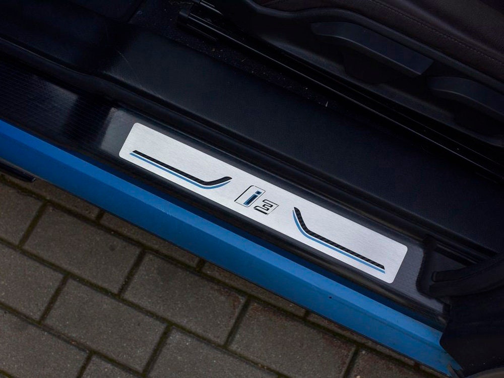 Einstiegsleisten Stahlabdeckung für BMW i3 i3S Edelstahl Leisten  Zierleisten mit Carbonschicht Ladekantenschutz Komplett - .de