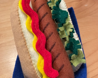 Felt hot dog / Hot dog toy / Hot dog set / Felt food toy