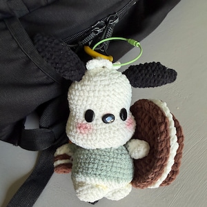 Crochet Keychain ,Soft Plush Keychain, Pochacco crochet,Cookie Crochet,Oreo Crochet,Kawaii Amigurumi Bag Charm, Bag Accessory,Ornament gift