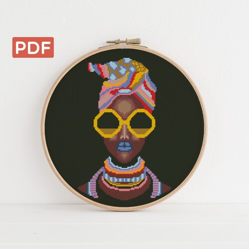 African Woman Cross Stitch Pattern PDF. Abstract Ethnic Art. Etsy
