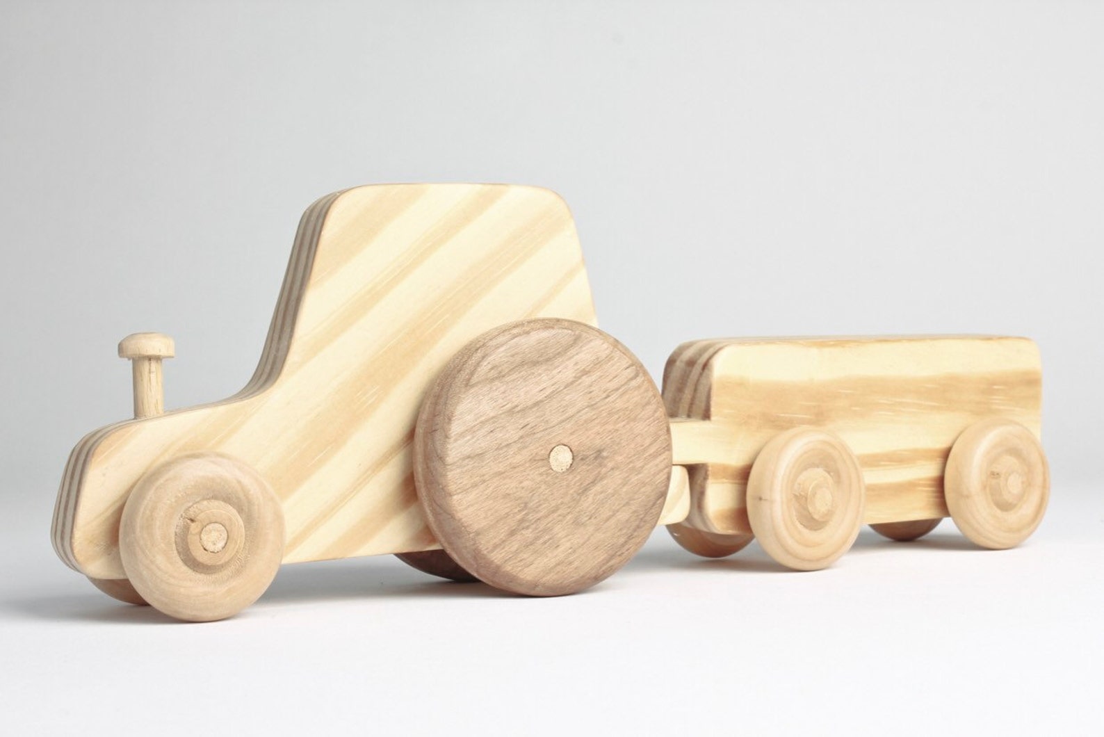 Custom Wood Toy Farmyard Tractor with Trailer Etsy