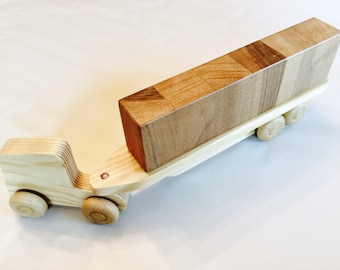 Custom wood toy Lorry with detachable Container (two sizes available and lettering upon request)