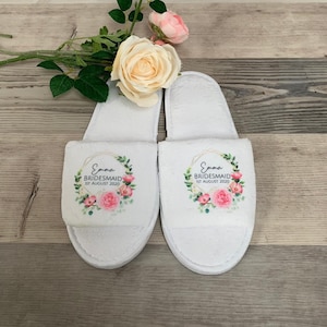 Jessica Range Personalised Wedding Slippers - Spa Slippers - Wedding Favour - Hen Party Gift - Bridal Slippers - Floral