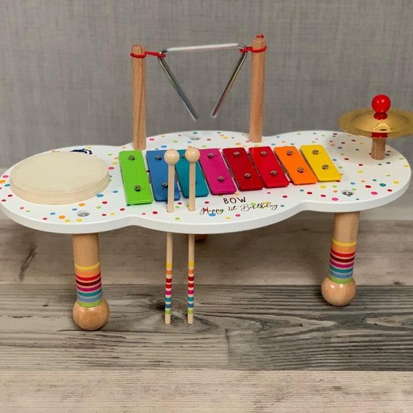 Personalisierter Musiktisch für Kinder - Holzspielzeug - Geschenk für Kinder - Kinderspielzeug - Weihnachtsgeschenk