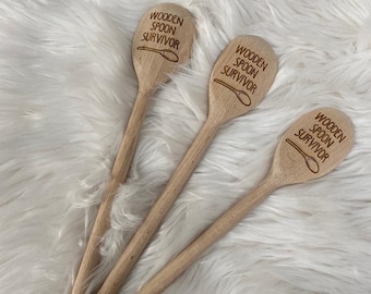 Engraved Wooden Mixing Spoon - Cooking Spoon - Engraved Funny Quote - Wooden Spoon Survivor